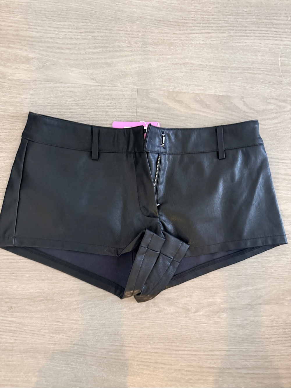 Edikted Black Faux Leather Bike Shorts
